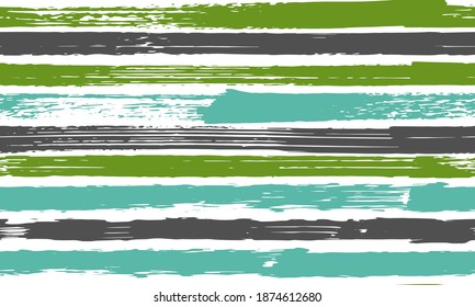 Ink grunge brush stroke stripes horizontal lines vector seamless pattern. Endless  uneven background ornament. Ink texture watercolor paintbrush stripes fabric print design. Summer pattern.