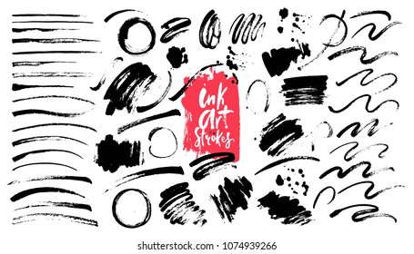 Ink Grunge Brush Strokes, Backgrounds, Design Elements, Marks. Art Brushes.