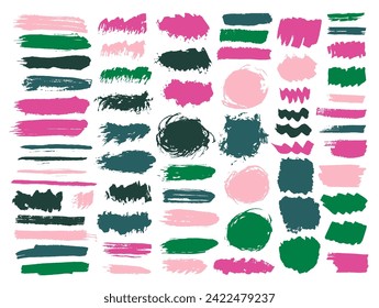 Grupo vectorial de trazo de pinza de grano de tinta. Los elementos abstractos de barniz de tinta dibujados a mano se extienden. Paquete de fondo de etiqueta de venta al contado de frotis. Pintura de pincel salpicar el dibujo.
