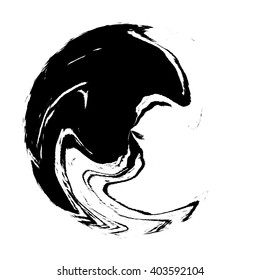 Ink grunge circle frame, vector illustration