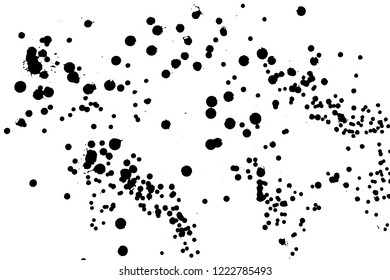 Ink grunge drops texture. Black hand drawn splashes and stains on white background.