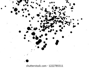 Ink grunge drops texture. Black hand drawn splashes and stains on white background.