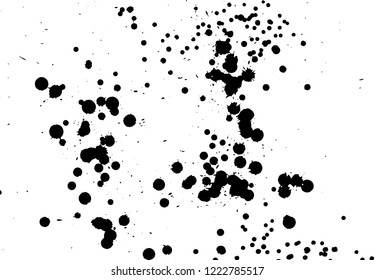 Ink grunge drops texture. Black hand drawn splashes and stains on white background.
