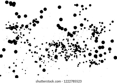 Ink grunge drops texture. Black hand drawn splashes and stains on white background.
