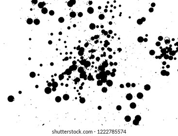 Ink grunge drops texture. Black hand drawn splashes and stains on white background.