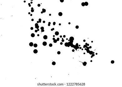Ink grunge drops texture. Black hand drawn splashes and stains on white background.