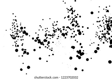 Ink grunge drops texture. Black hand drawn splashes and stains on white background.