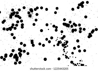 Ink grunge drops texture. Black hand drawn splashes and stains on white background.