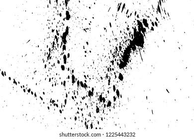 Ink grunge drops texture. Black hand drawn splashes and stains on white background.