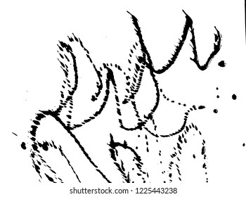 Ink grunge drops texture. Black hand drawn splashes and stains on white background.