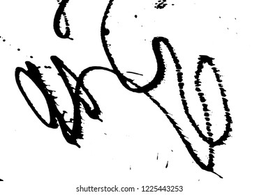 Ink grunge drops texture. Black hand drawn splashes and stains on white background.