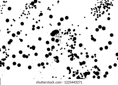 Ink grunge drops texture. Black hand drawn splashes and stains on white background.