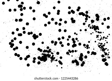 Ink grunge drops texture. Black hand drawn splashes and stains on white background.