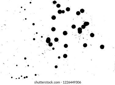 Ink grunge drops texture. Black hand drawn splashes and stains on white background.