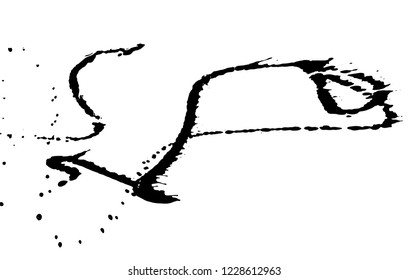 Ink grunge drops texture. Black hand drawn splashes and stains on white background.