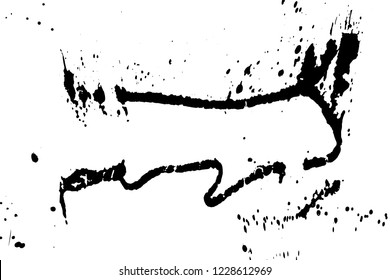 Ink grunge drops texture. Black hand drawn splashes and stains on white background.