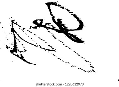Ink grunge drops texture. Black hand drawn splashes and stains on white background.