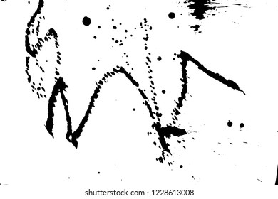 Ink grunge drops texture. Black hand drawn splashes and stains on white background.