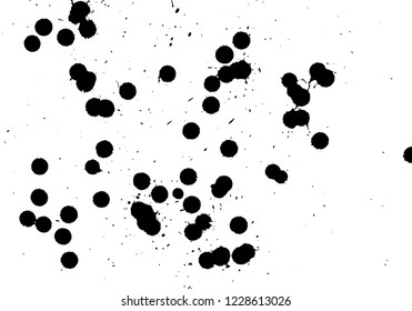 Ink grunge drops texture. Black hand drawn splashes and stains on white background.