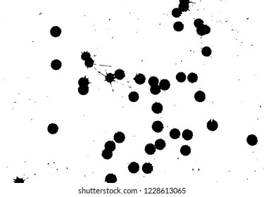Ink grunge drops texture. Black hand drawn splashes and stains on white background.