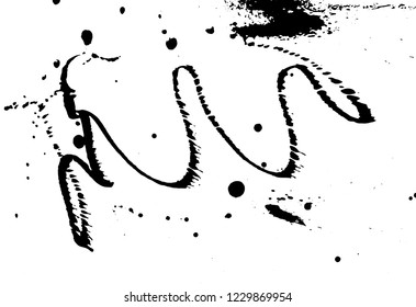 Ink grunge drops texture. Black hand drawn splashes and stains on white background.