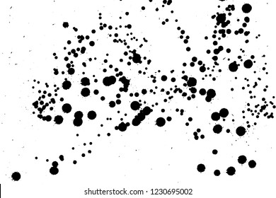 Ink grunge drops texture. Black hand drawn splashes and stains on white background.