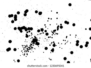 Ink grunge drops texture. Black hand drawn splashes and stains on white background.