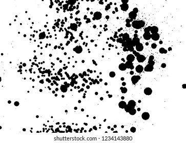 Ink grunge drops texture. Black hand drawn splashes and stains on white background.