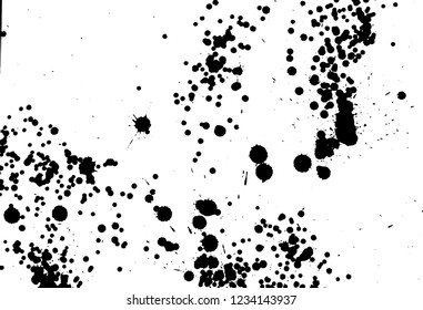 Ink grunge drops texture. Black hand drawn splashes and stains on white background.