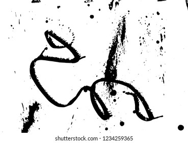 Ink grunge drops texture. Black hand drawn splashes and stains on white background.