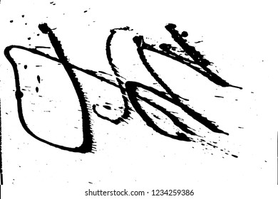 Ink grunge drops texture. Black hand drawn splashes and stains on white background.