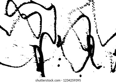 Ink grunge drops texture. Black hand drawn splashes and stains on white background.
