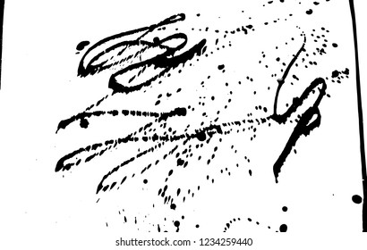 Ink grunge drops texture. Black hand drawn splashes and stains on white background.