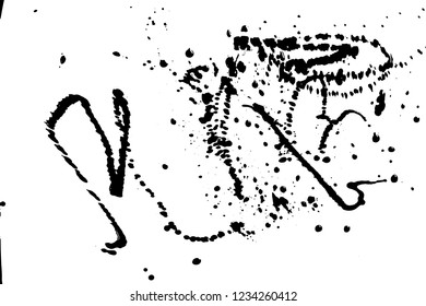 Ink grunge drops texture. Black hand drawn splashes and stains on white background.
