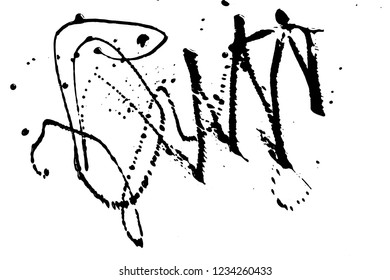 Ink grunge drops texture. Black hand drawn splashes and stains on white background.