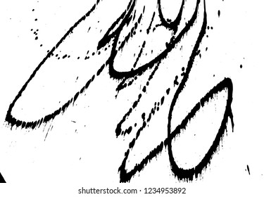 Ink grunge drops texture. Black hand drawn splashes and stains on white background.