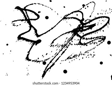 Ink grunge drops texture. Black hand drawn splashes and stains on white background.