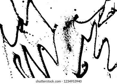 Ink grunge drops texture. Black hand drawn splashes and stains on white background.