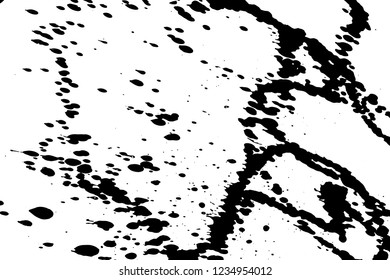 Ink grunge drops texture. Black hand drawn splashes and stains on white background.