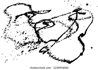Ink grunge drops texture. Black hand drawn splashes and stains on white background.
