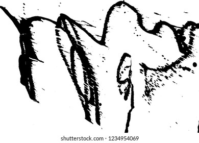 Ink grunge drops texture. Black hand drawn splashes and stains on white background.