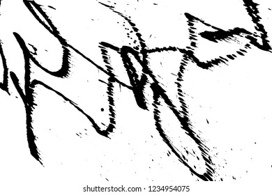 Ink grunge drops texture. Black hand drawn splashes and stains on white background.