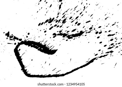 Ink grunge drops texture. Black hand drawn splashes and stains on white background.