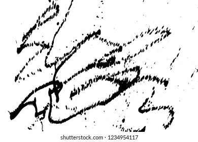 Ink grunge drops texture. Black hand drawn splashes and stains on white background.