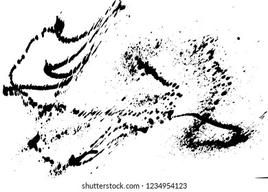 Ink grunge drops texture. Black hand drawn splashes and stains on white background.