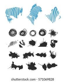 Ink grunge splashes - set of design elements. Vector graphics EPS 8