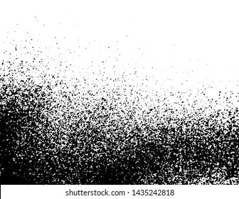 Ink grunge texture background with splatter effect. Black and white spray texture. Overlay illustration over any design to create grungy vintage effect and depth. Vector image