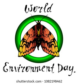  ink hand drawing Moth post card. insect vector on white background. nature element for vizit card or wedding invitation. Butterfly with big wings. Lepidoptera vintage. World Environment Day