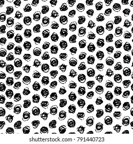 Ink hand drawn abstract circles seamless pattern