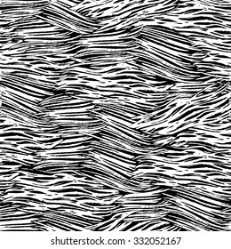 Ink hand drawn abstract lines seamless pattern